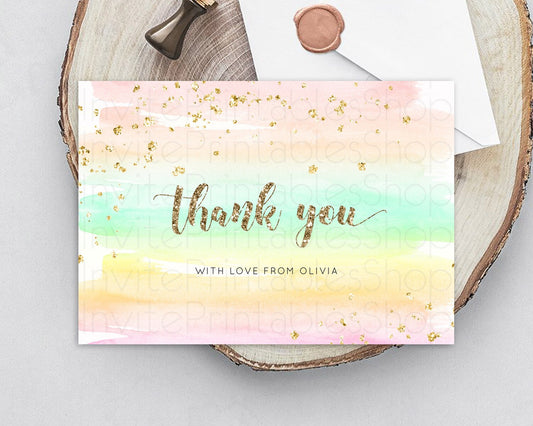 Editable Pastel Thank You Rainbow Thank You Card Colorful Pastel Birthday Th