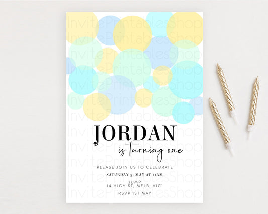 Pastel Birthday Invitation Pastel Confetti Birthday Invitation Bubbles Invitation Colorful Rainbow Confetti 2nd 1st First Birthday 100206