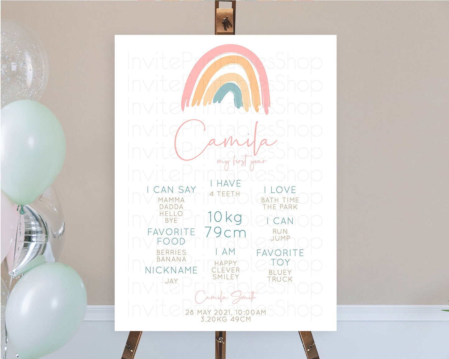 Pastel Rainbow First Birthday Milestone Poster Boho Rainbow Milestone Board Rainbow Milestone Pastel Milestone Rainbow 1st Birthday D10351