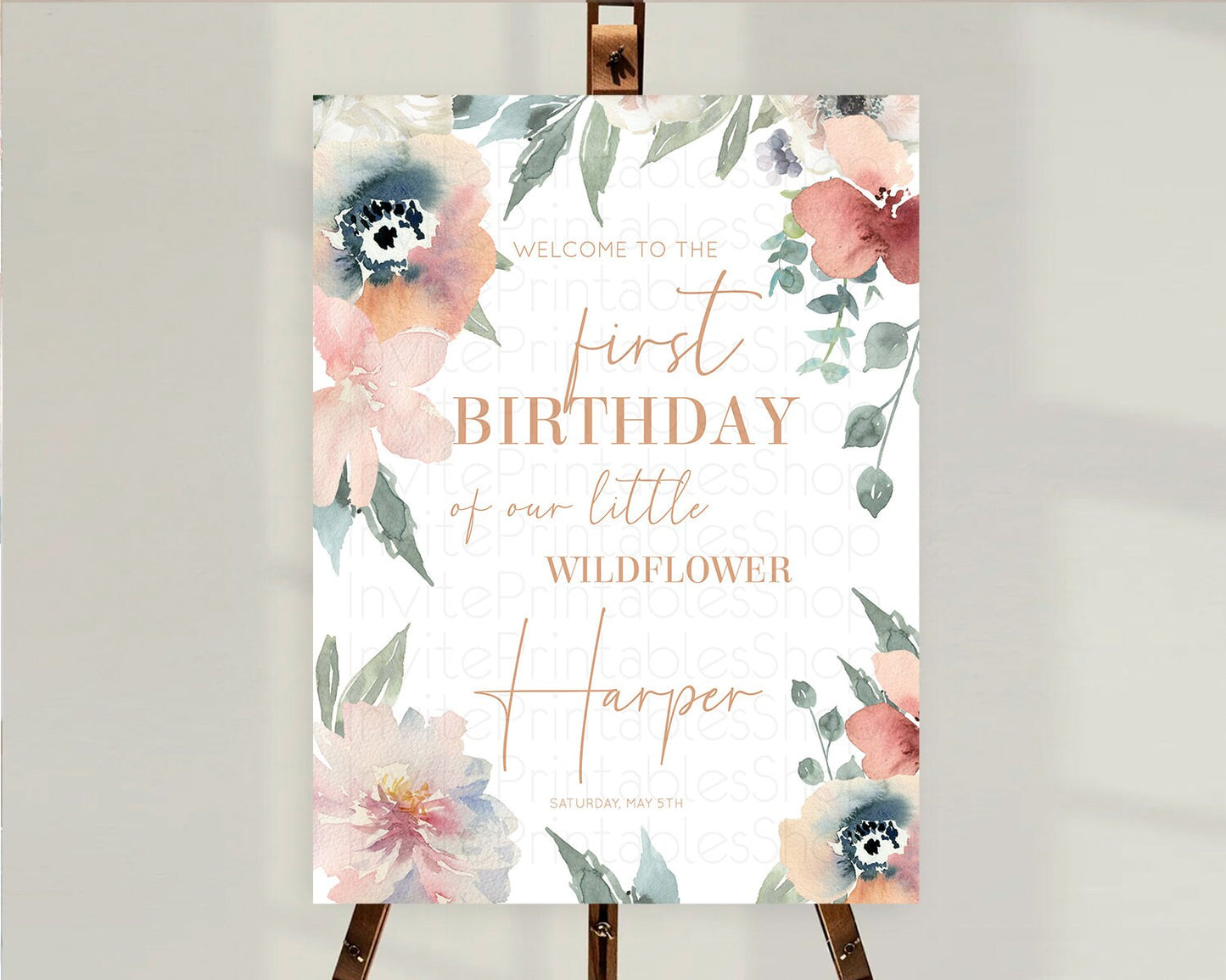 Secret Garden Welcome Sign Wildflower Welcome Board Pastel Flower Garden Welcome Poster Boho Wildflower First Birthday Welcome Sign D10787