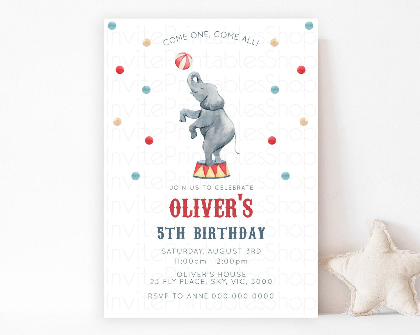 Circus Birthday Invitation Carnival Birthday Invitation Clown Invite Circus Lion Invite Circus Tent Invite Circus Elephant Invite D10461