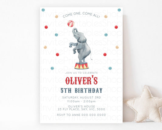 Circus Birthday Invitation Carnival Birthday Invitation Clown Invite Circus Lion Invite Circus Tent Invite Circus Elephant Invite D10461