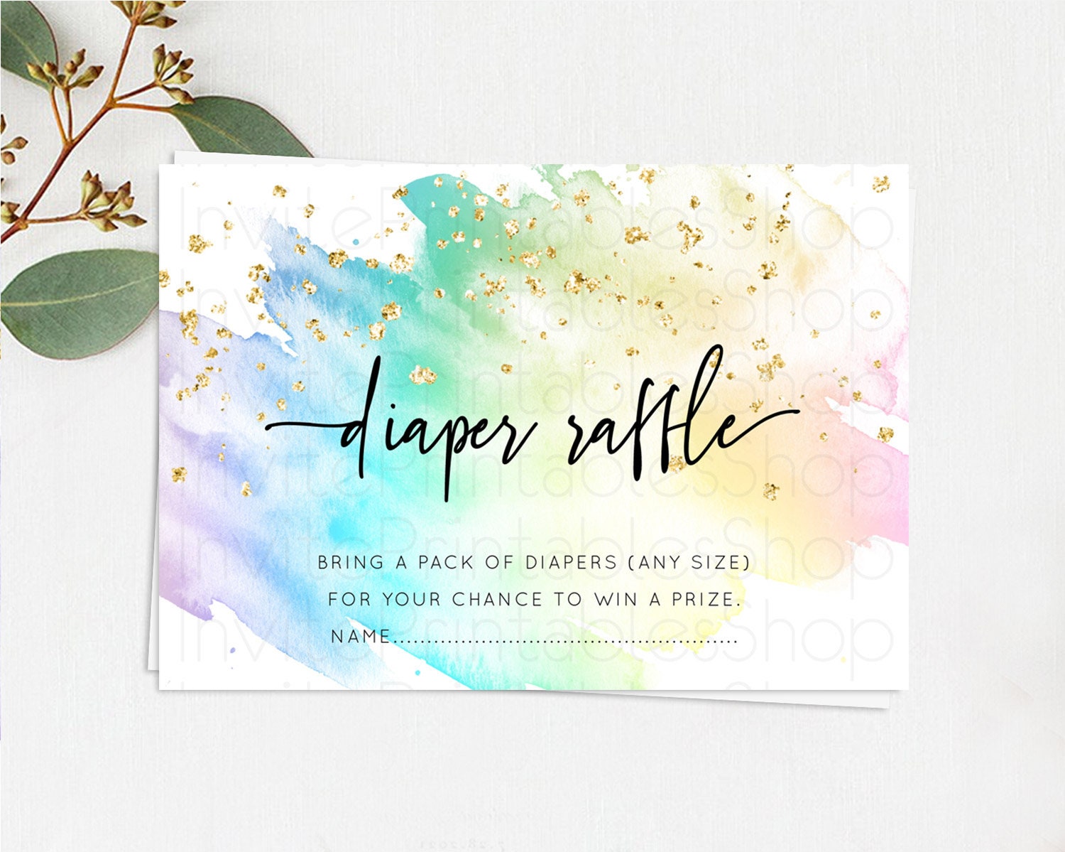Editable Pastel Diaper Raffle Card Pastel Rainbow Diaper Raffle Insert Color