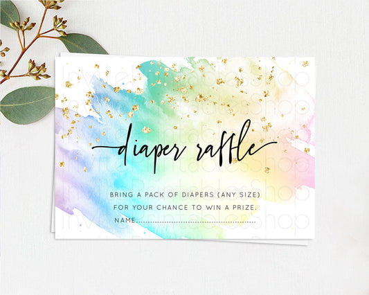 Editable Pastel Diaper Raffle Card Pastel Rainbow Diaper Raffle Insert Color