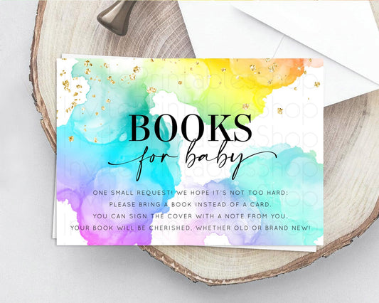 Editable Pastel Books For Baby Card Pastel Rainbow Book Insert Colorful Ombr