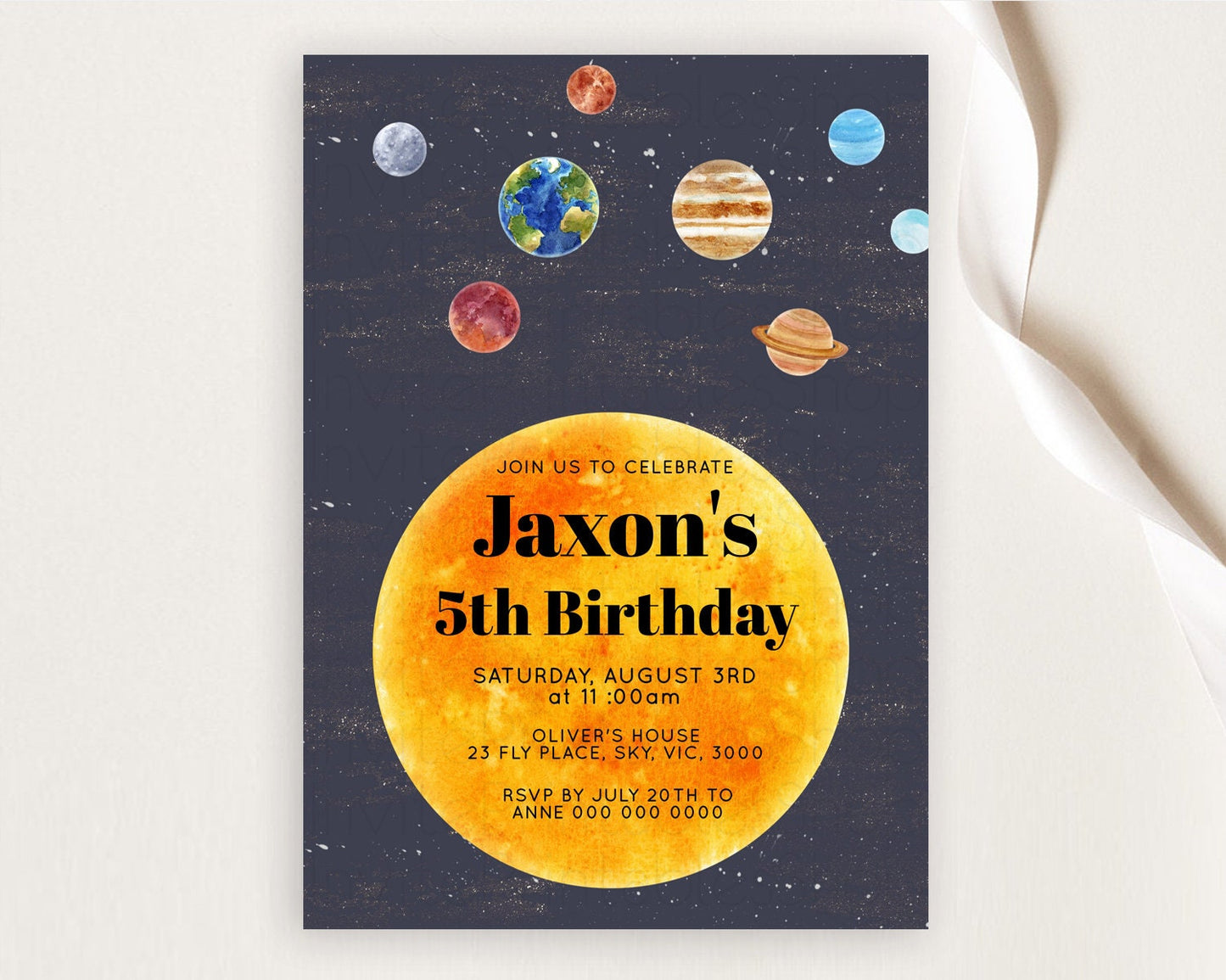 Space Birthday Invitation Space 1st Birthday Invites First Trip Around the Sun Invite Sky Stars Planets Milkyway Solar System Invite D10430