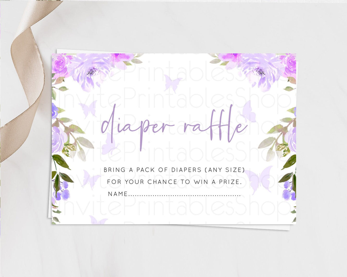 Secret Garden Diaper Raffle Card Boho Wildflower Diaper Raffle Insert Pastel Flower Garden Baby Shower Card Flower Raffle Game D10719