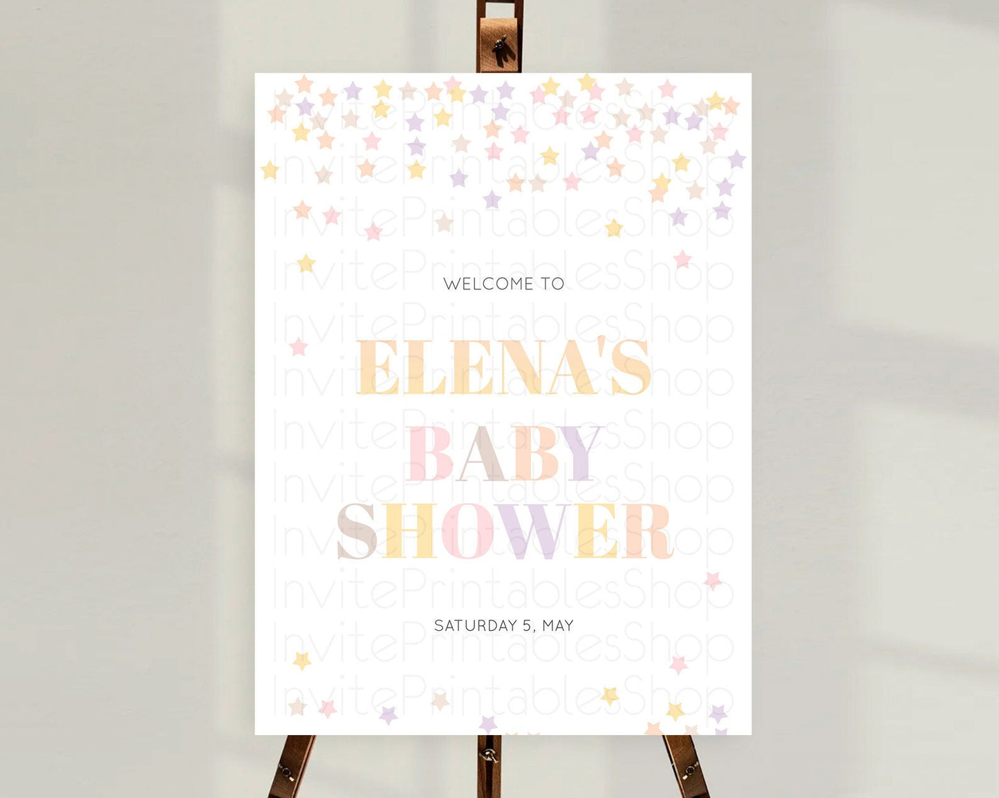 Star Baby Shower Welcome Board Pastel Stars Welcome Sign Shooting Star Rainbow Colorful Confetti Twinkle Little Star Welcome Sign D10810