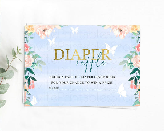 Editable Secret Garden Diaper Raffle Card Boho Wildflower Diaper Raffle Inse