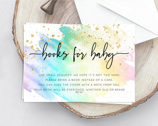 Editable Pastel Books For Baby Card Pastel Rainbow Book Insert Colorful Ombr