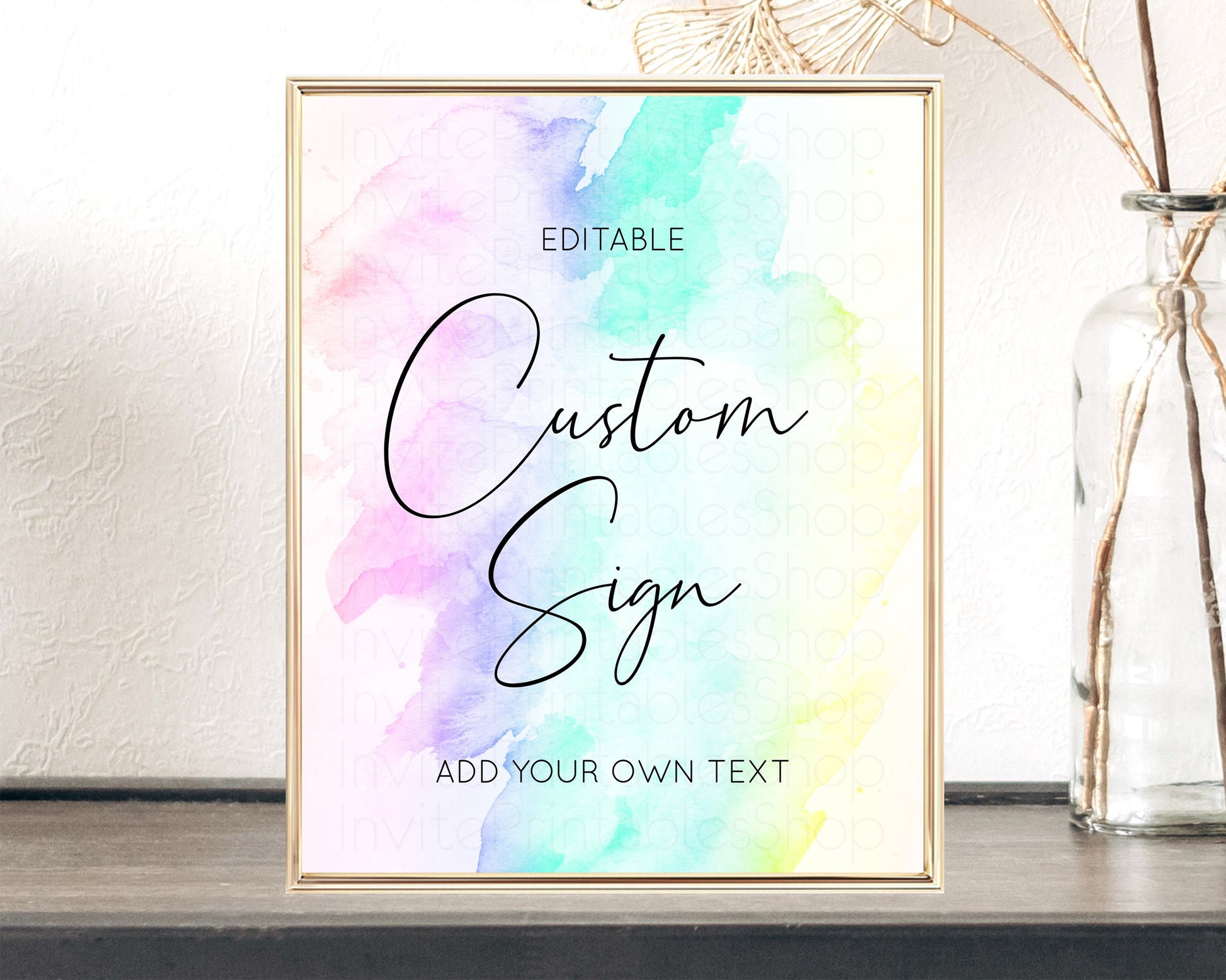 Editable Pastel Rainbow Sign Cards Gifts Sign Table Signs Diaper Sign Books
