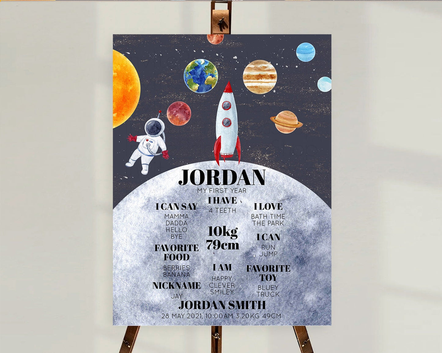 Space First Birthday Milestone Poster Space Milestone Board First Trip Around the Sun Planets Solar System ONE year Birthday Sign D10430