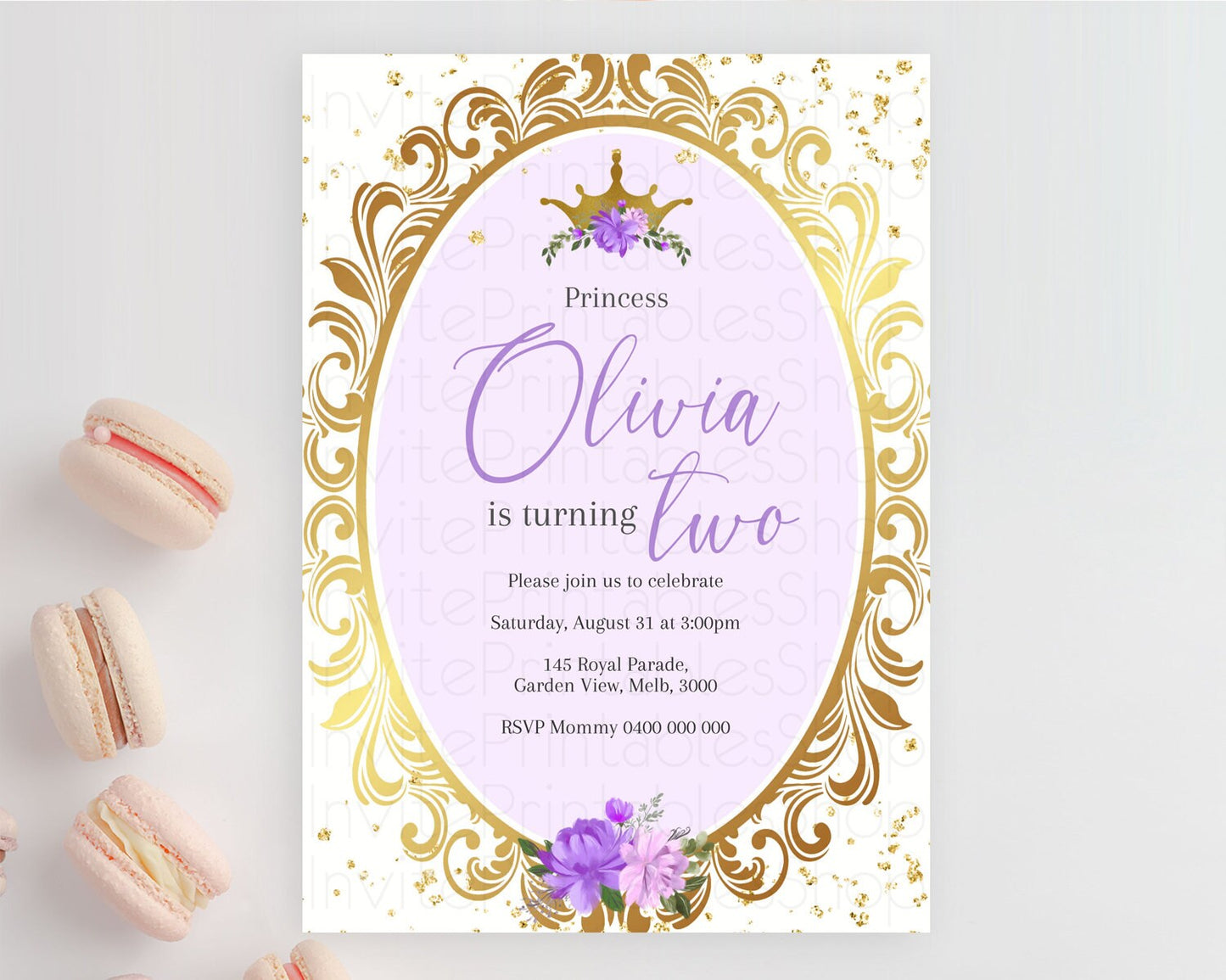 Princess Birthday Invitation Castle Invitation Royal Birthday Fairy Tale Enchanted Mirror Pastel Floral Garden 1st First Birthday D10749