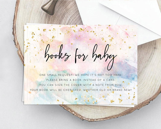 Editable Pastel Books For Baby Card Pastel Rainbow Book Insert Colorful Ombr