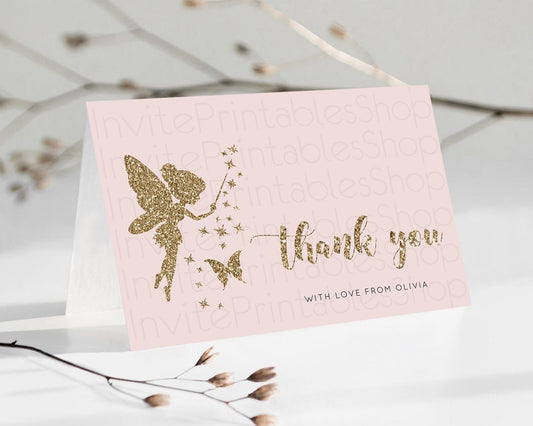 Editable Fairy Thank You Fairy Thank You Card Enchanted Garden Pastel Butter