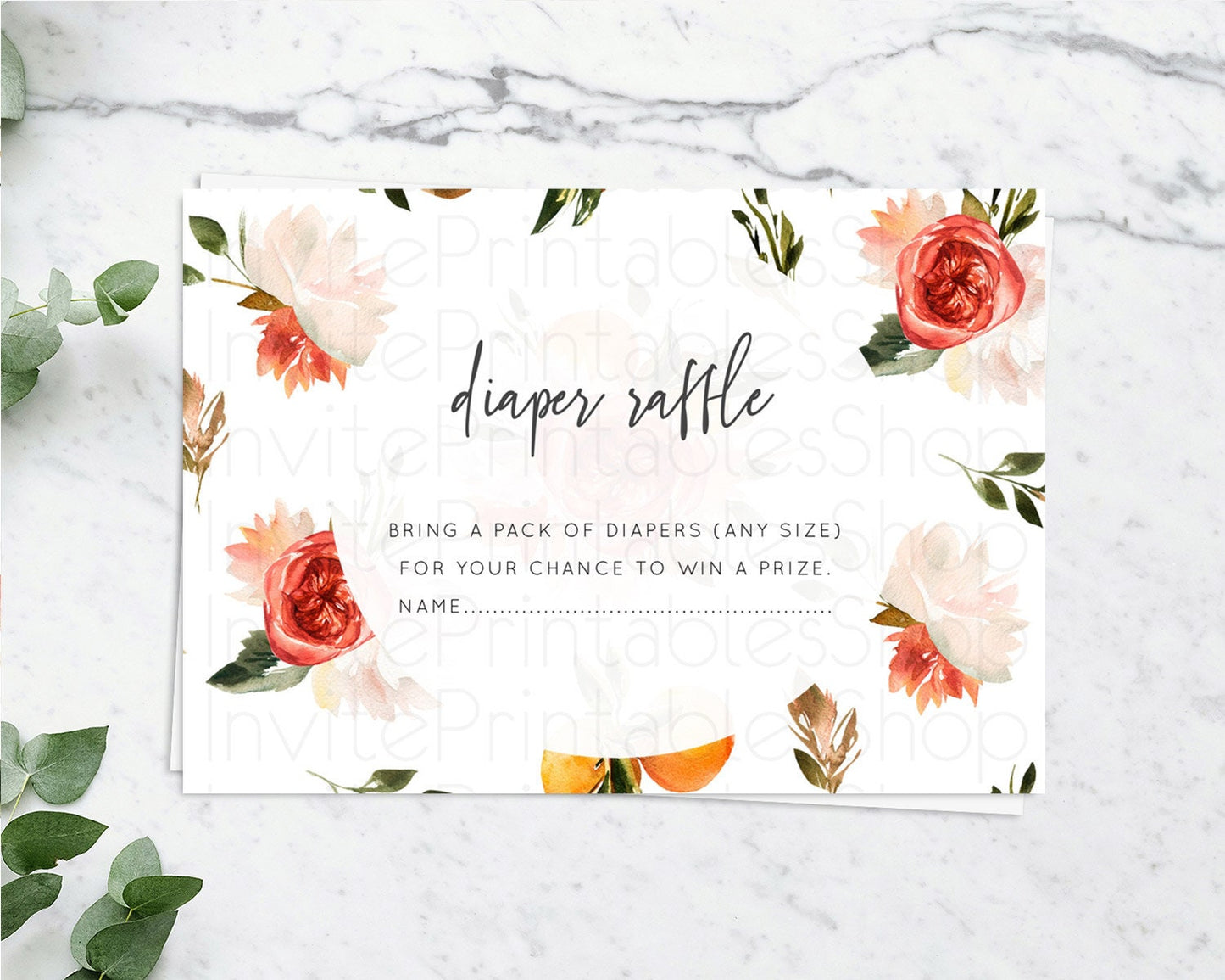 Secret Garden Diaper Raffle Card Boho Wildflower Diaper Raffle Insert Pastel Flower Garden Baby Shower Card Flower Raffle Game D10540