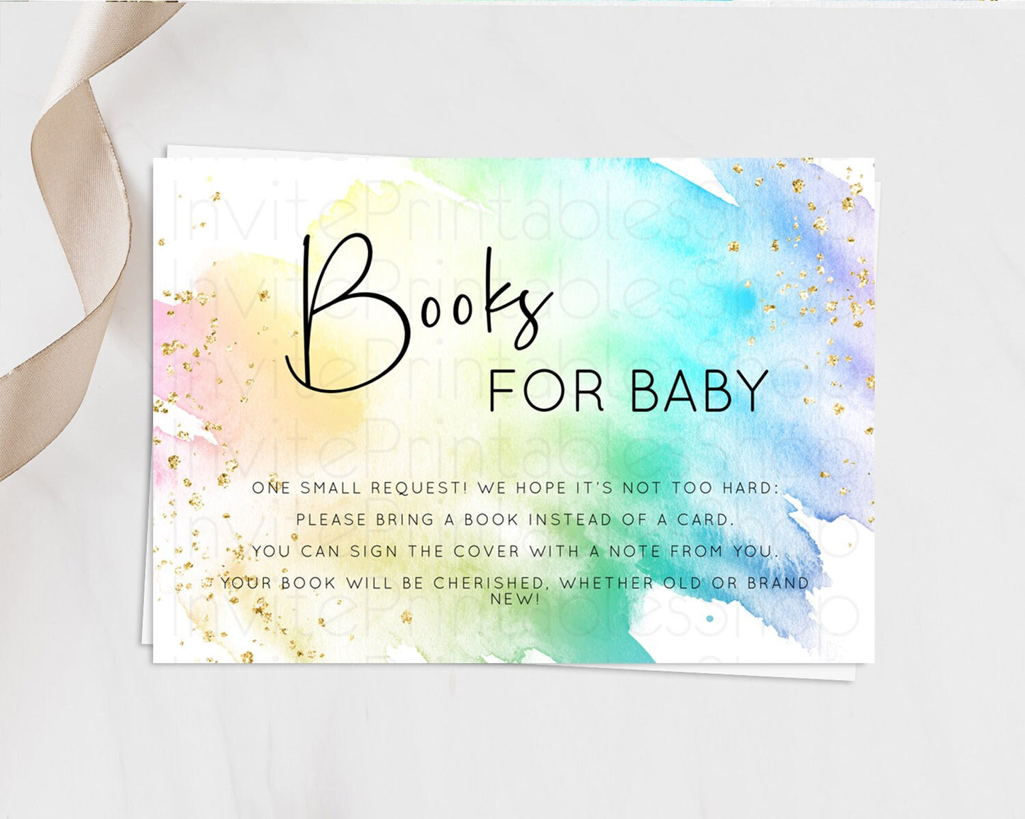Pastel Books For Baby Card Pastel Rainbow Book Insert Colorful Ombre Watercolor Book Card Confetti Glitter Baby Book Poem Request D10279