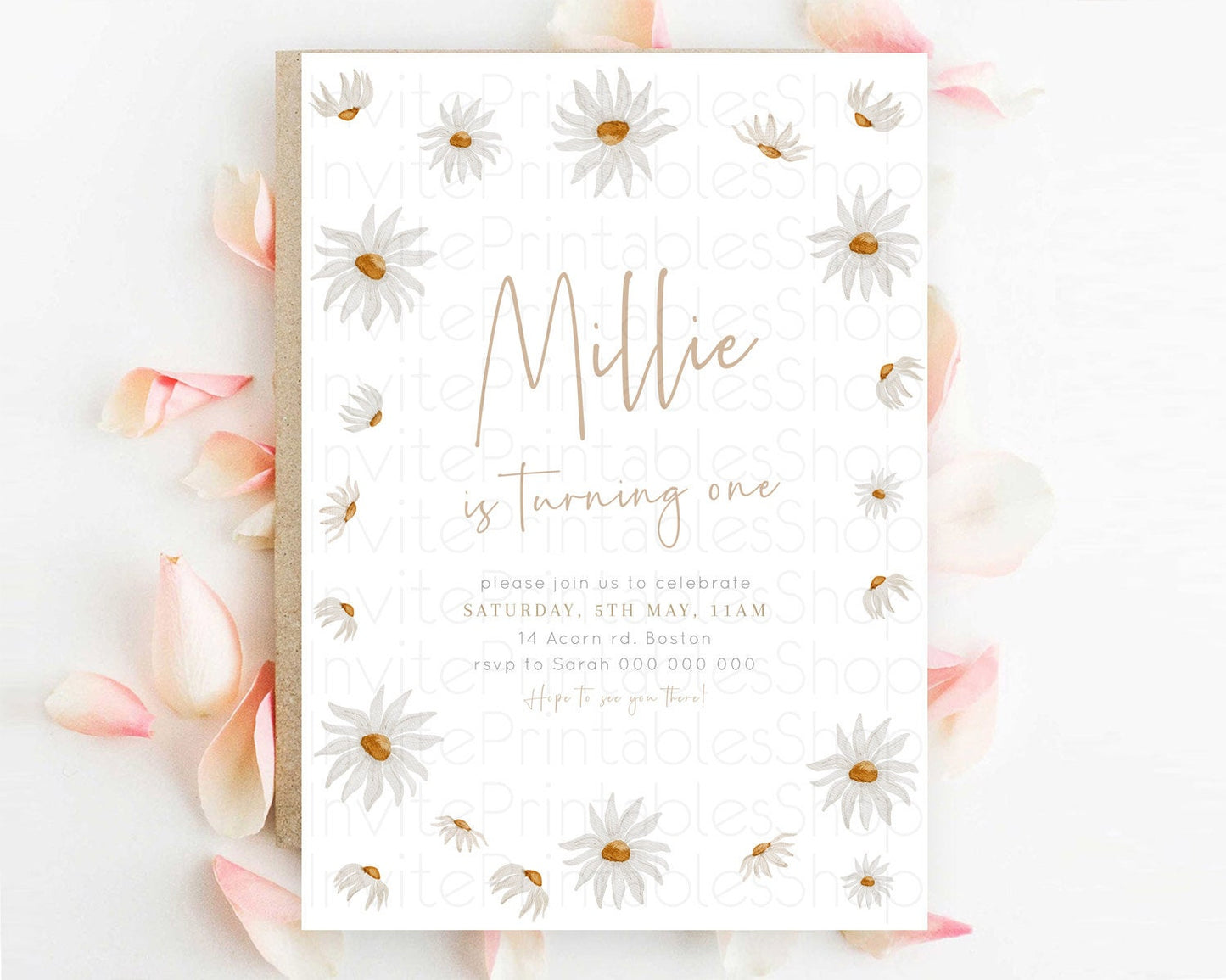 Secret Garden Invitation Wildflower Birthday Invitation Pastel Flowers Invite Enchanted Garden Boho Floral 3rd 2nd First Birthday D23361