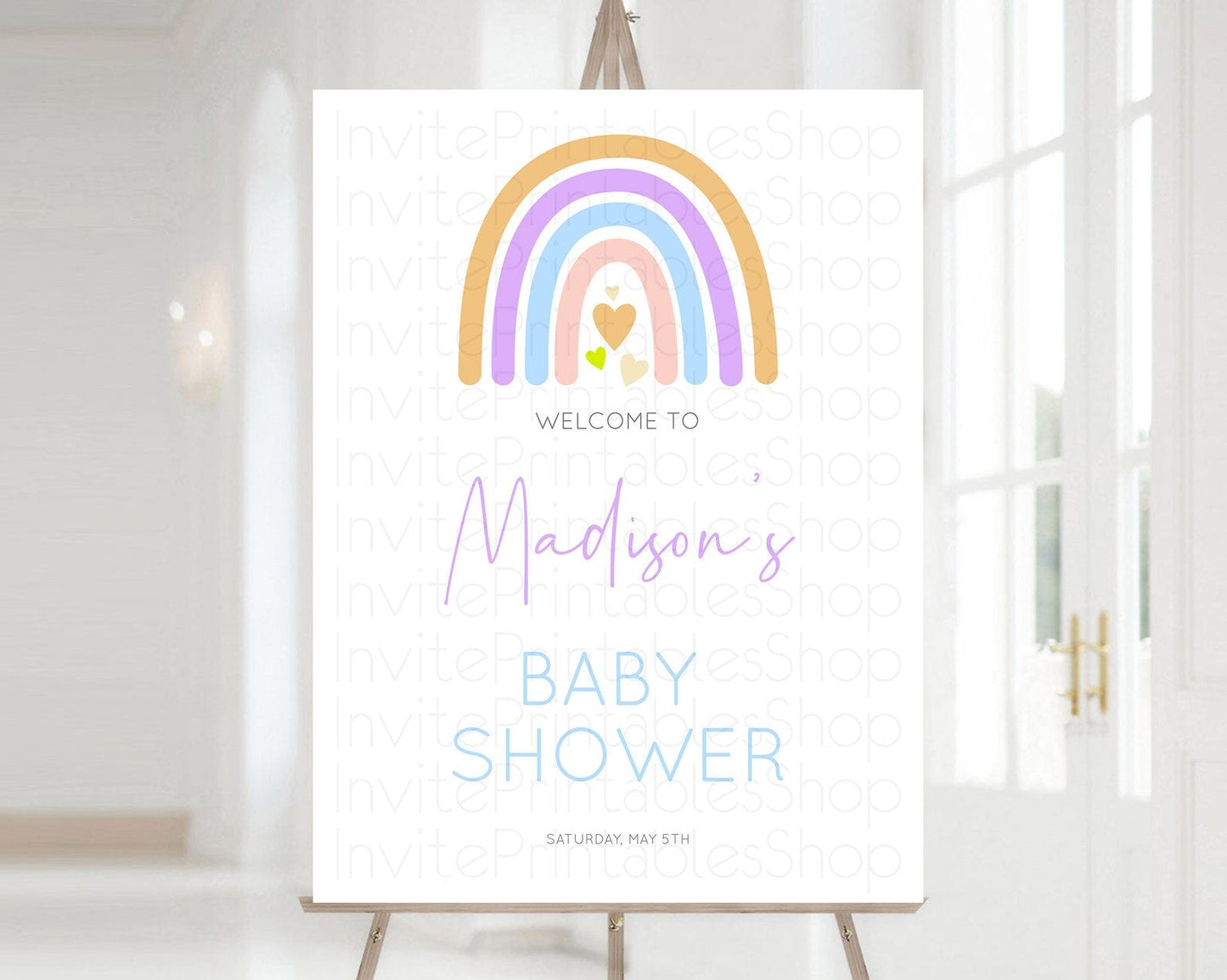 Pastel Rainbow Baby Shower Welcome Sign Boho Rainbow Welcome Board Rainbow Welcome Sign Pastel Welcome Decor Rainbow Welcome Sign D10238