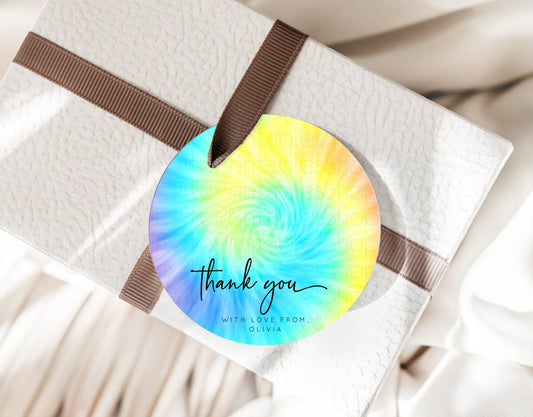 Editable Tie Dye Thank You Gift Tags Rainbow Tie Dye Thank You Tags Pastel F