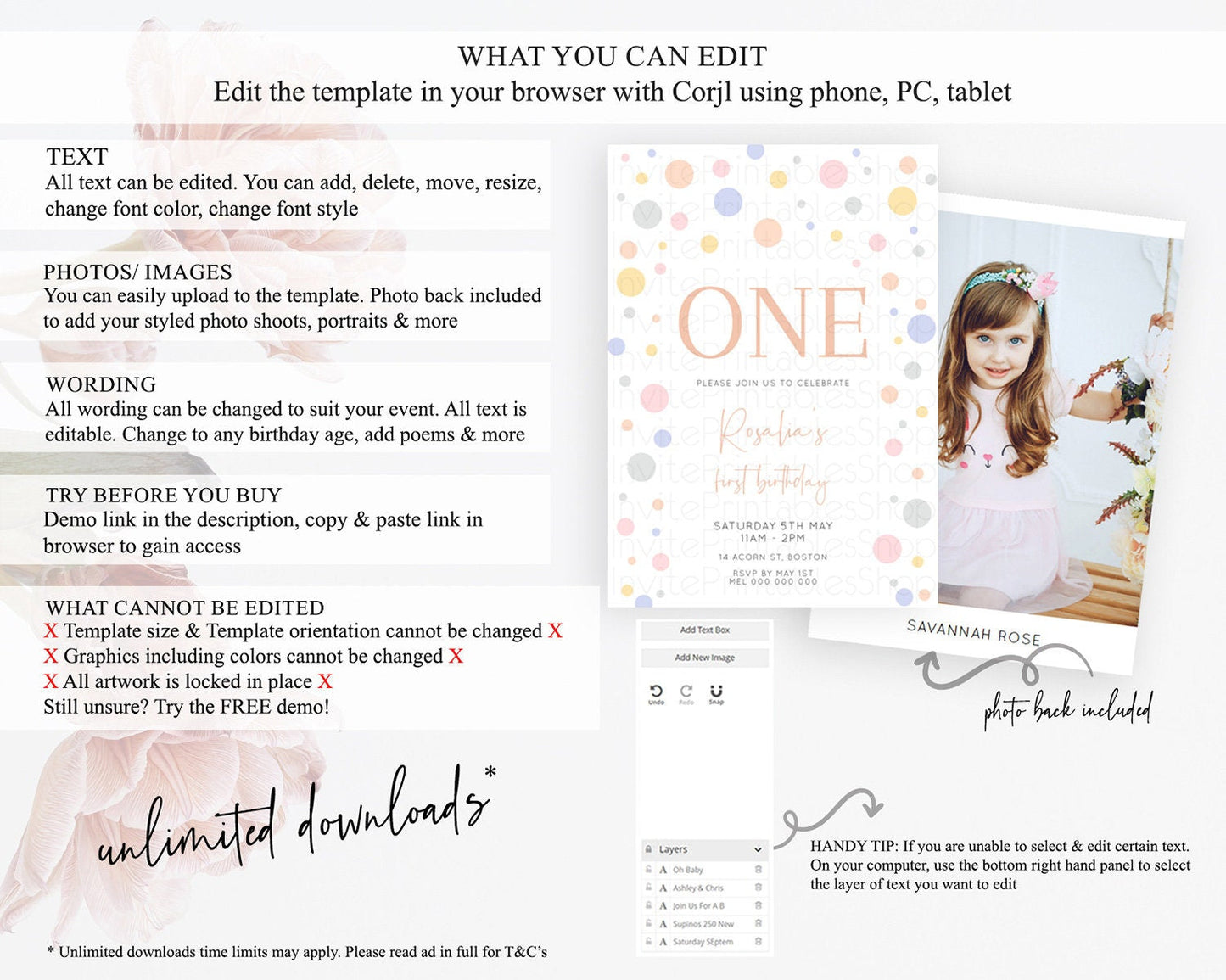 Pastel Birthday Invitation Pastel Confetti Birthday Invitation Bubbles Invitation Colorful Rainbow Confetti 2nd 1st First Birthday D10759