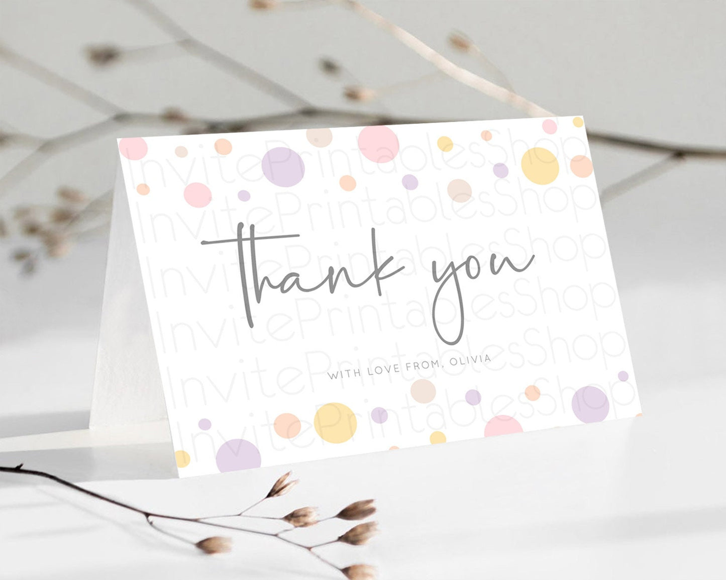 Rainbow Thank You Pastel Thank You Card Pastel Rainbow Birthday Thank You Confetti Colorful Pastel Cards Teacher Thank You Cards D10759