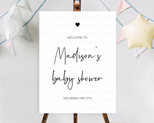 Editable Minimalist Baby ShowerWelcome Sign White Welcome Board Minimal Whit