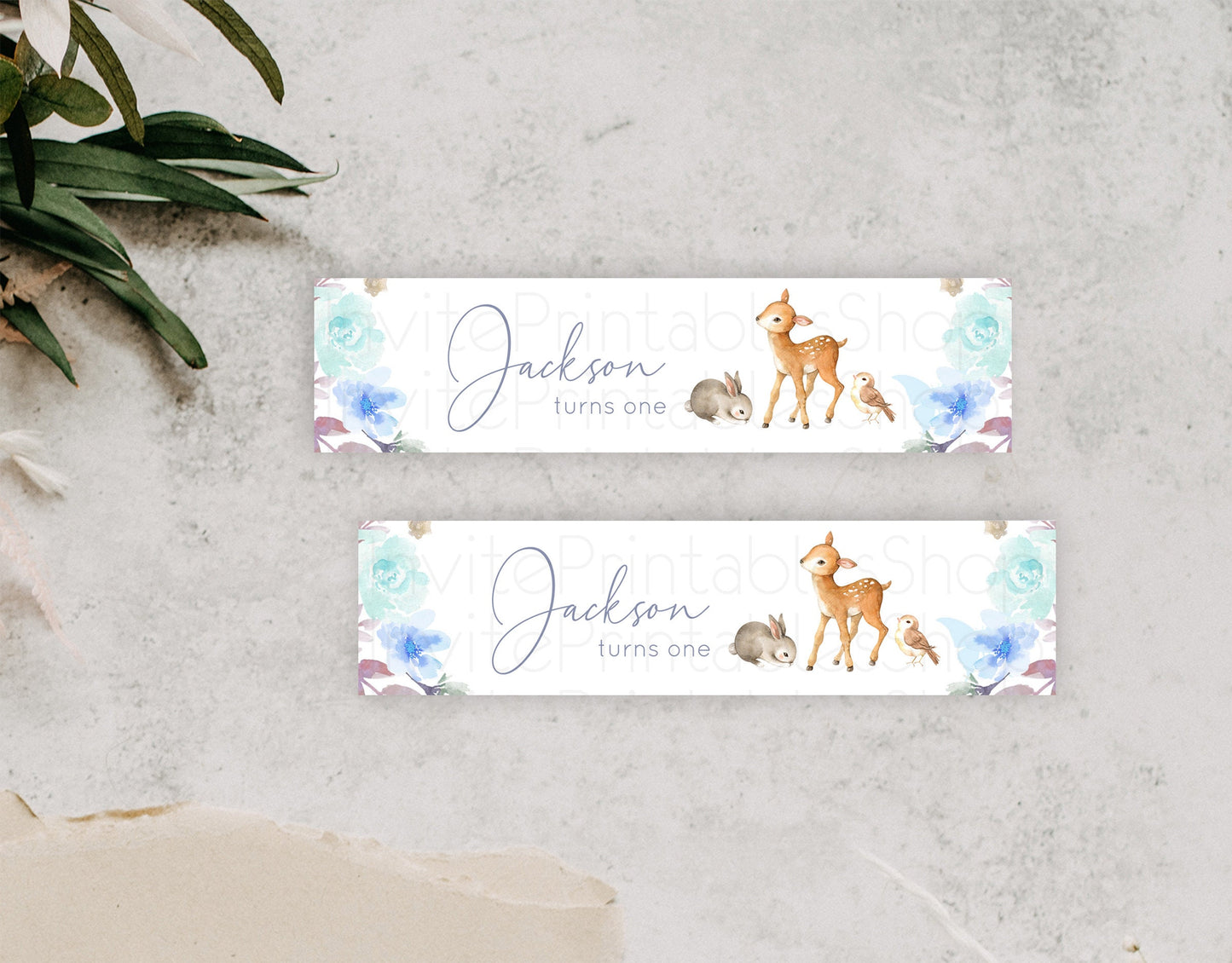 Fawn Deer Water Label Template Pastel Floral Deer Enchanted Forest Butterfly Party Decor Birthday Baptism Baby Shower Bridal Shower D10929