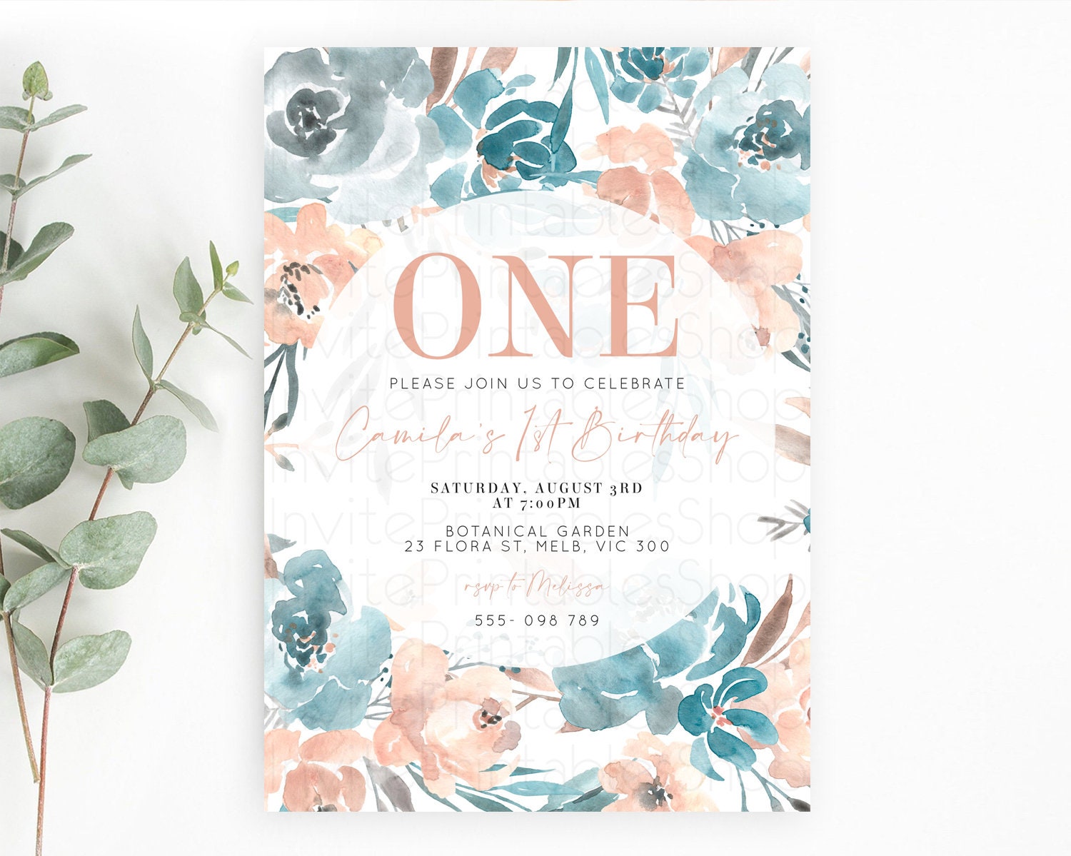 Editable Secret Garden Invitation Wildflower Birthday Invitation Pastel Flow