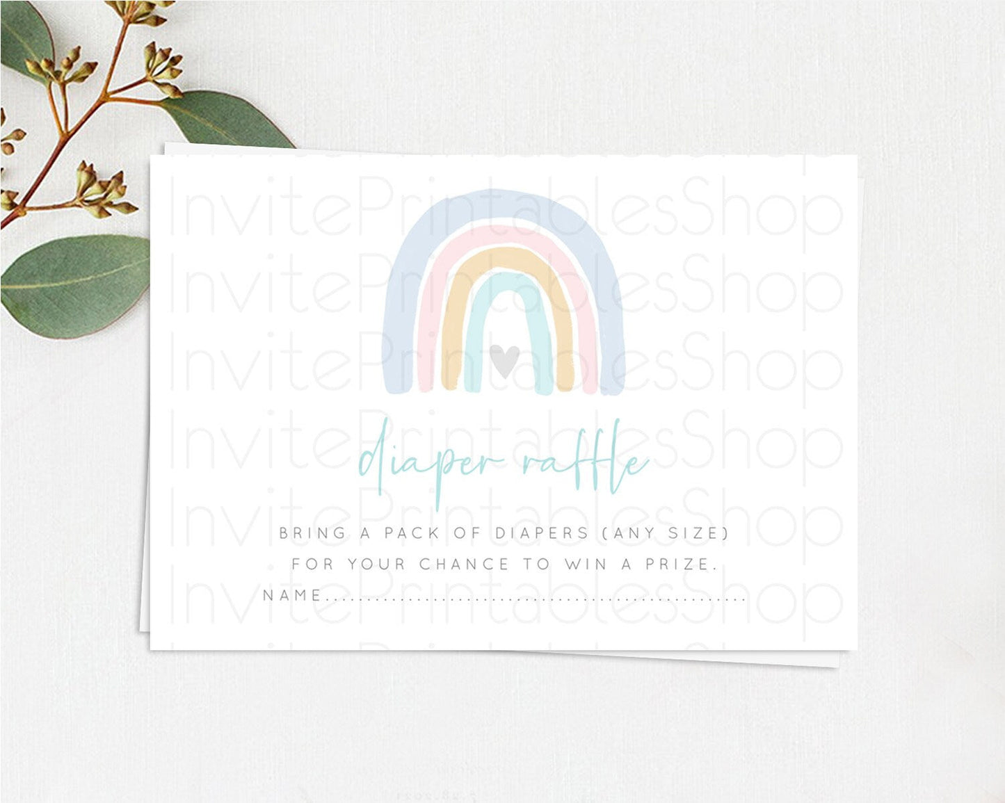 Pastel Rainbow Diaper Raffle Card Boho Rainbow Diaper Insert Boho Rainbow Diaper Ticket Pastel Watercolor Baby Shower Raffle Game D10214