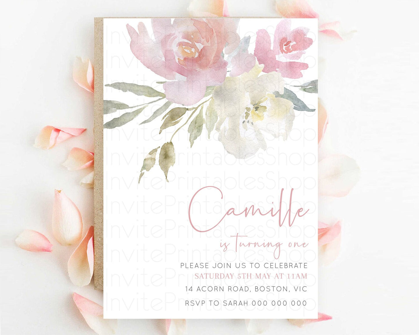 Secret Garden Invitation Wildflower Birthday Invitation Pastel Flowers Invite Enchanted Garden Boho Floral 3rd 2nd First Birthday D10183