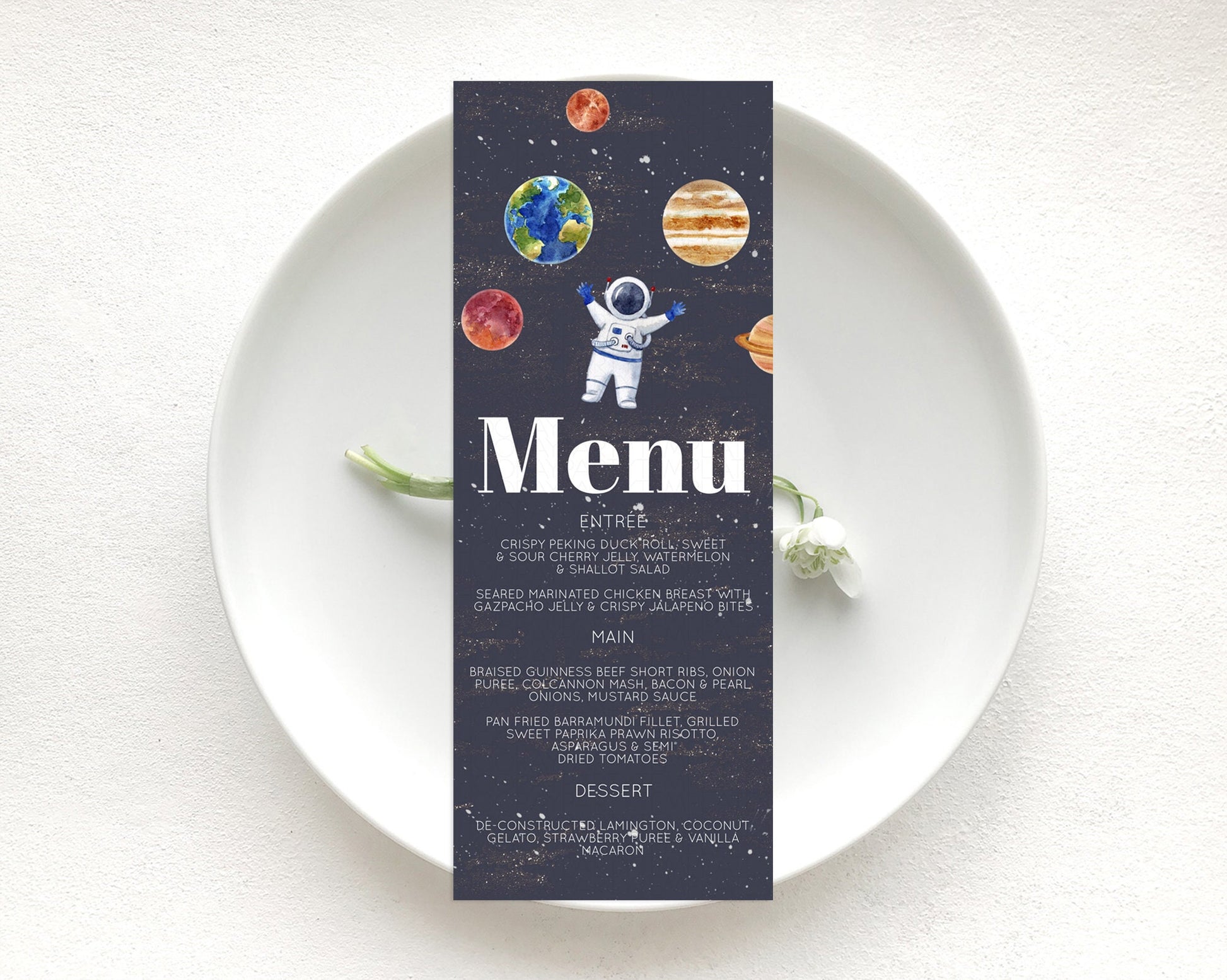 Editable Space Menu Space Menu Template First Trip Around the Sun Table Deco