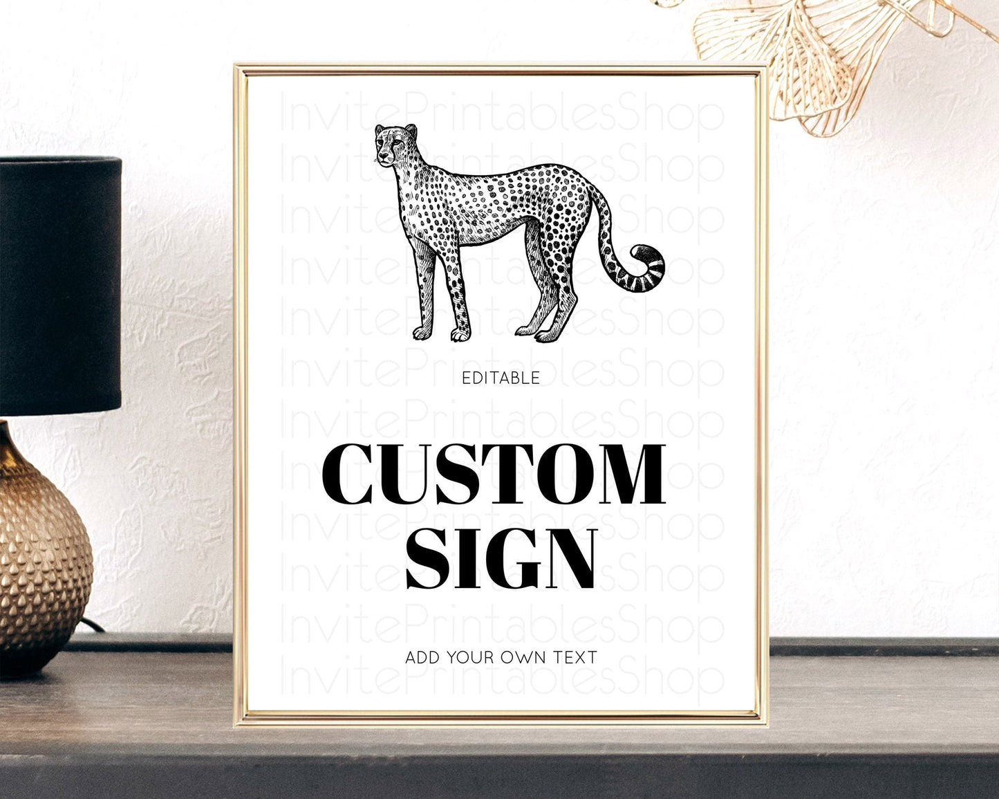 Cheetah Sign Cheetah Party Sign Template Safari Adventure Table Sign Decor Cheetah Minimal Theme 1st Birthday Baptism Baby Shower D10290