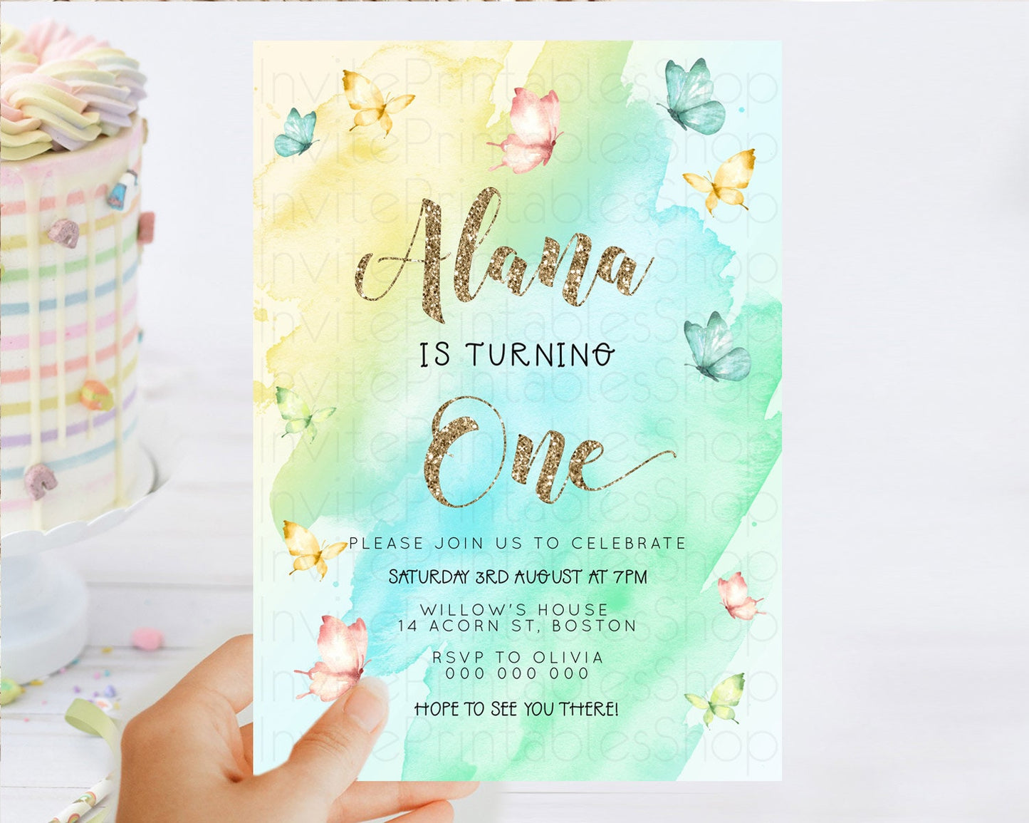 Editable Pastel Butterfly Birthday Invitation Butterfly Birthday Invitation