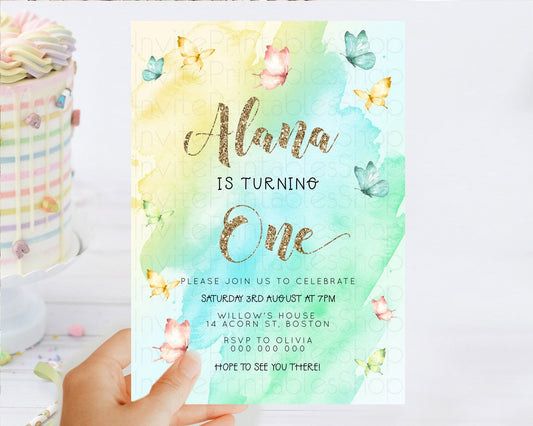 Editable Pastel Butterfly Birthday Invitation Butterfly Birthday Invitation
