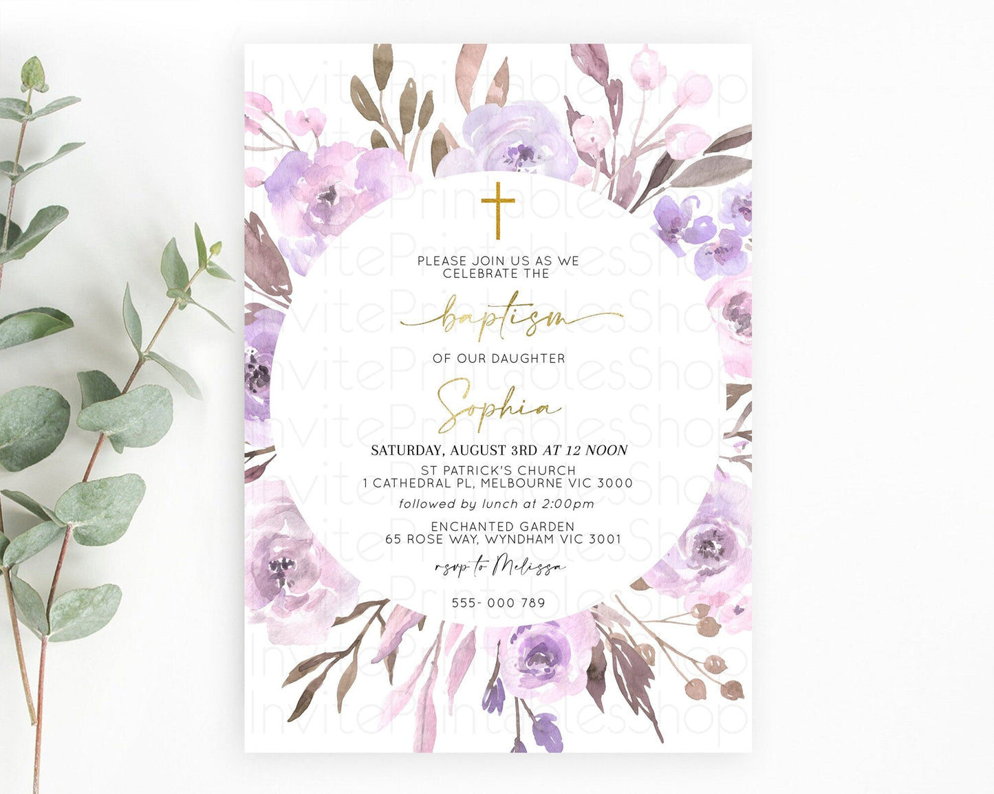Secret Garden Baptism Invitation Wildflower Baptism Birthday Invite Pastel Flowers Christening Invite Enchanted Garden Boho Floral D10201