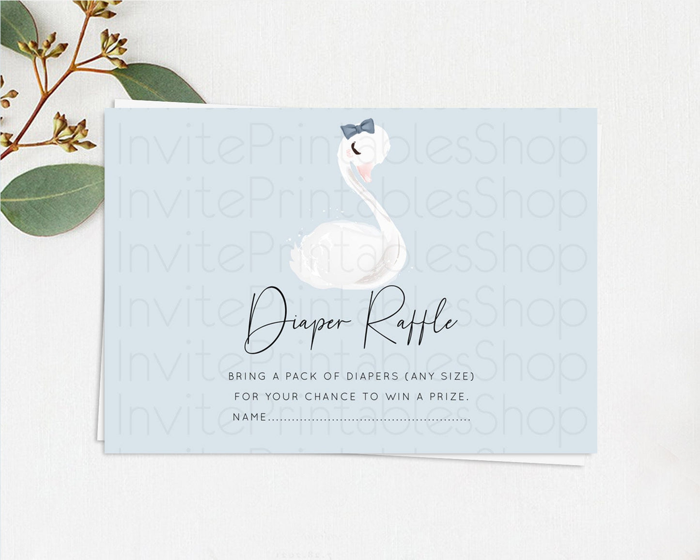 Swan Diaper Raffle Card Swan Princess Ballet Diaper Raffle Insert Enchanted Swan Lake Diaper Ticket Secret Garden Floral Raffle Game D10760