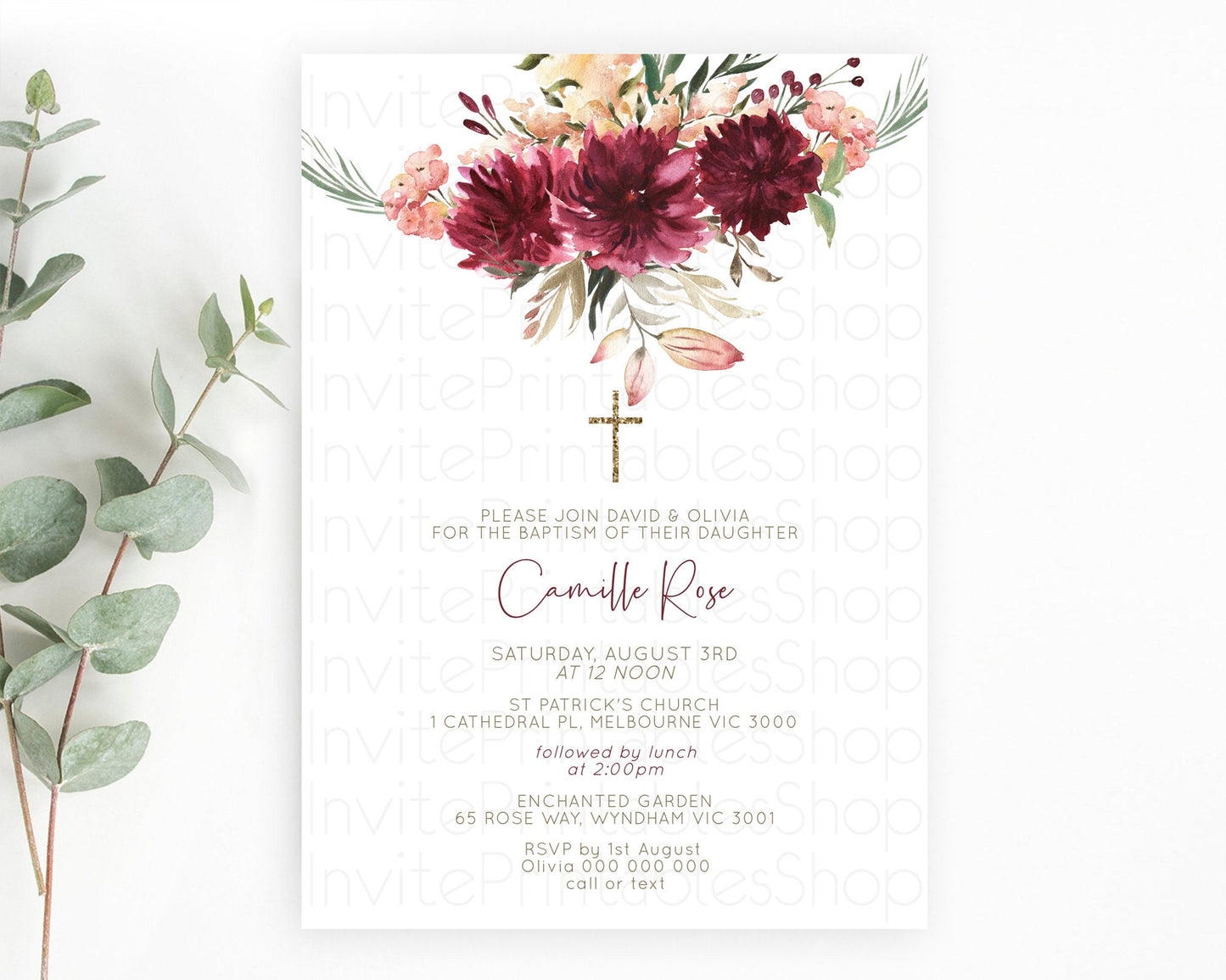 Secret Garden Baptism Invitation Wildflower Baptism Birthday Invite Pastel Flowers Christening Invite Enchanted Garden Boho Floral  D10685