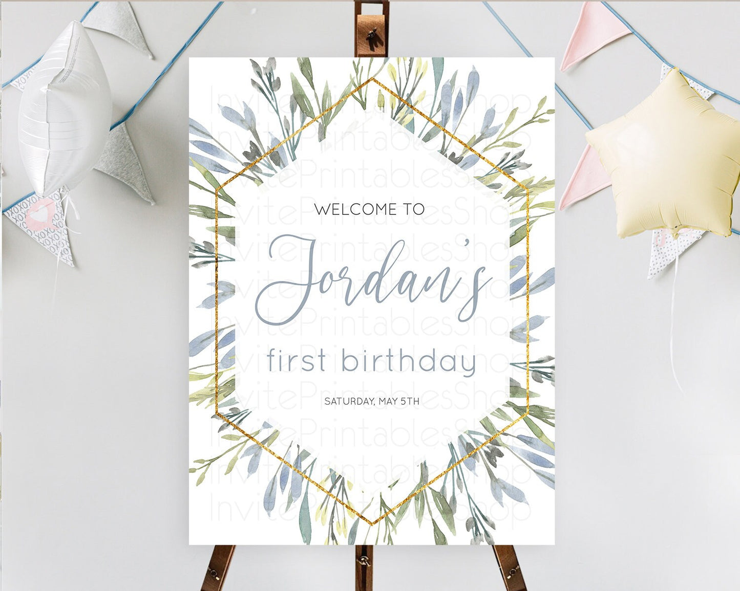 Leafy Welcome Sign Green Leaf Welcome Board Greenery Eucalyptus Fern Spray Leaves Watercolor Boho Garden First Birthday Welcome Sign D10532