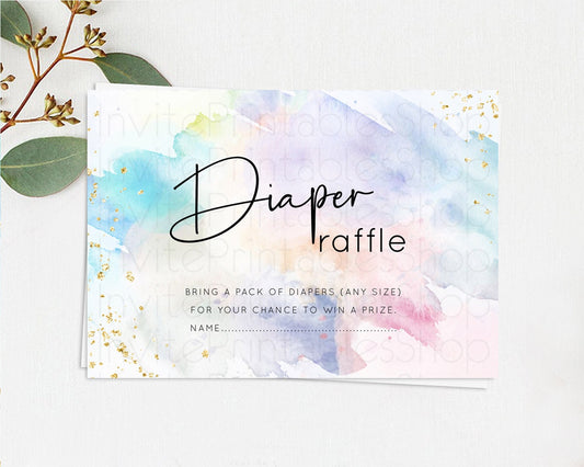 Editable Pastel Diaper Raffle Card Pastel Rainbow Diaper Raffle Insert Color