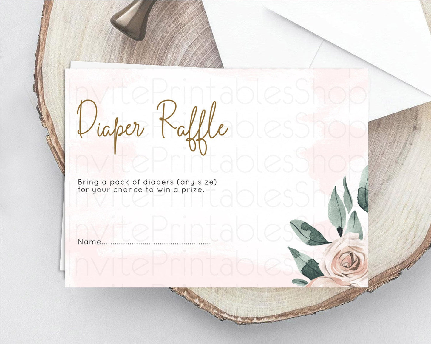 Tropical Diaper Raffle Card Tropical Diaper Raffle Insert Palm Leaf Diaper Ticket Fern Frangipani Floral White Orchid Raffle Game D11010