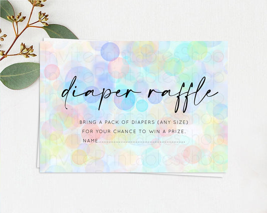 Pastel Diaper Raffle Card Bubble Bath Baby Shower Diapers Insert Rainbow Diaper Ticket Pastel Bubbles Colorful Confetti Raffle Game D10446