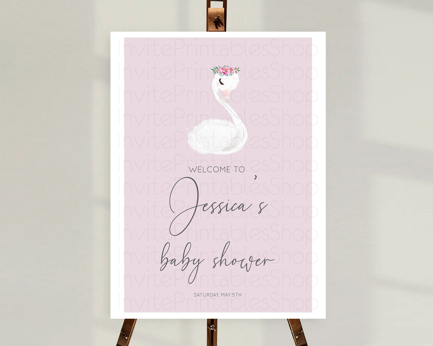 Swan Baby Shower Welcome Board Swan Princess Ballet Welcome Sign Enchanted Swan Lake Secret Garden Pastel Floral Swan Welcome Sign D10758