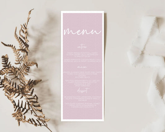 Editable Pink Menu Pastel Pink Menu Template Pink Minimalist Table Decor Mod
