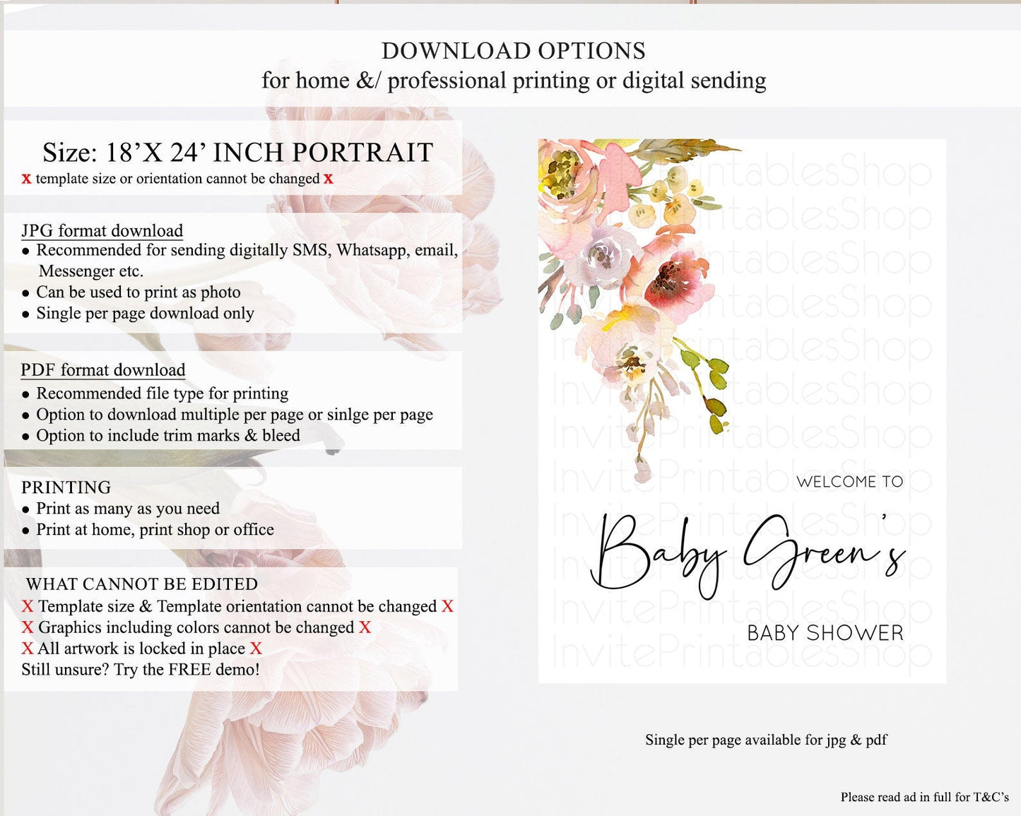 Secret Garden Baby Shower Welcome Sign Wildflower Welcome Board Pastel Flower Garden Welcome Poster Boho Wildflower Welcome Sign D10194