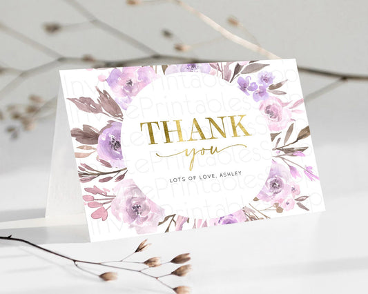 Editable Secret Garden Thank You Wildflower Thank You Card Pastel Flower Gar