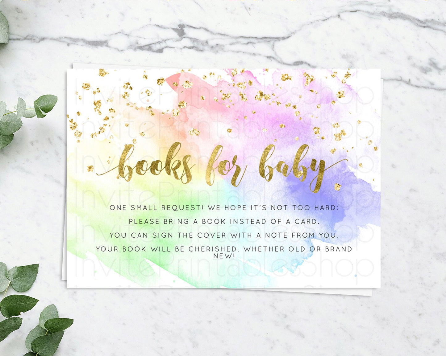 Pastel Books For Baby Card Pastel Rainbow Book Insert Colorful Ombre Watercolor Book Card Confetti Glitter Baby Book Poem Request D10876