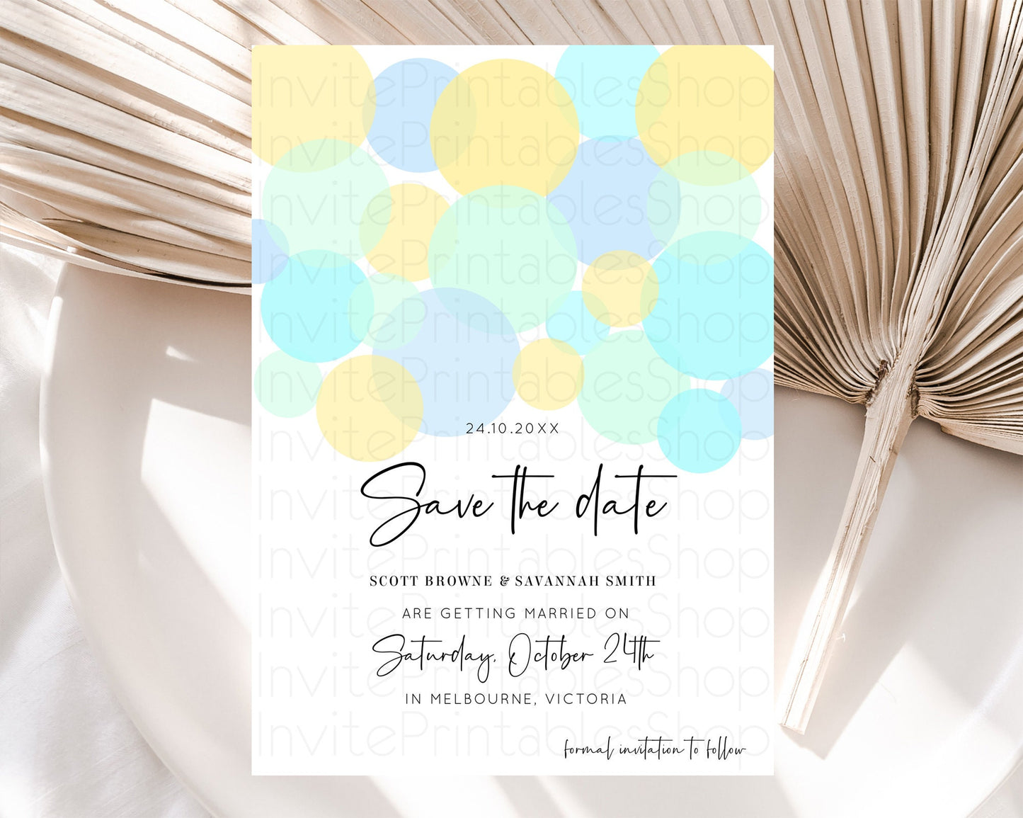 Pastel Confetti Save The Date Template Rainbow Colorful Sprinkles Party For 1st Birthday Baptism Baby Shower Wedding Bridal Shower 100206