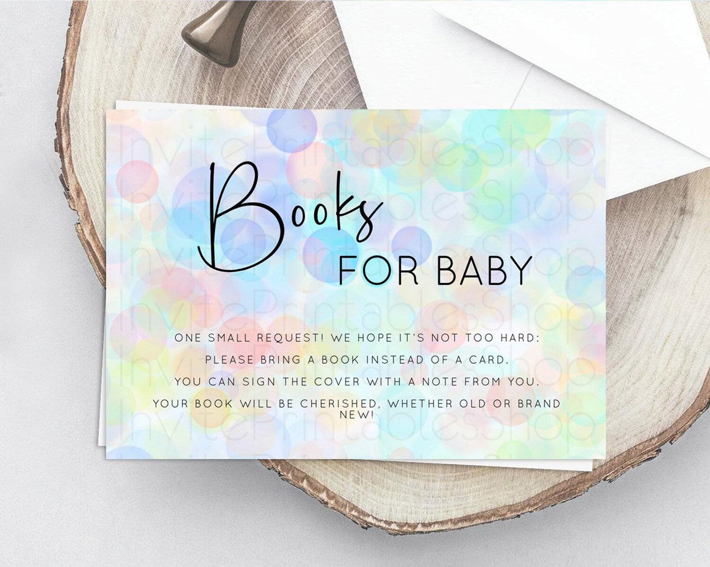 Pastel Books For Baby Card Bubble Bath Baby Shower Books Insert Rainbow Book Card Pastel Bubbles Colorful Confetti Book Poem Request D10445