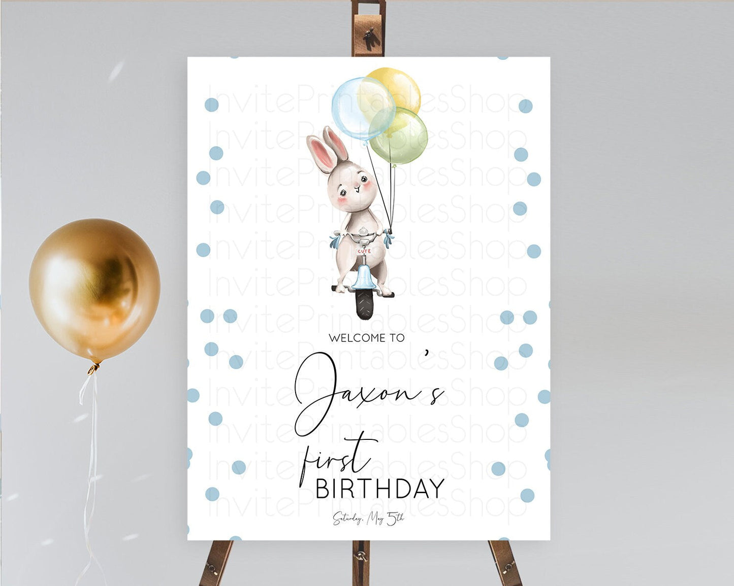 Bunny Welcome Sign Bunny Balloon Welcome Board Colorful Pastel Confetti Bunny Welcome Poster Sprinkles First Birthday Welcome Sign D10783